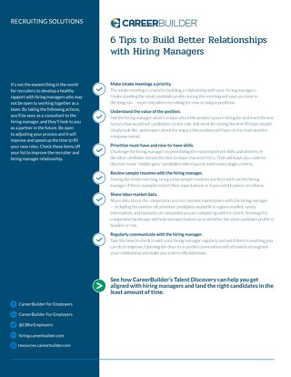 Better Relationships With Hiring Managers Checklist