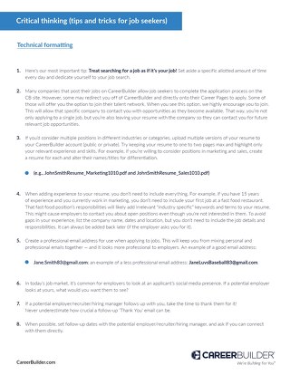 Critical Thinking for Job Seekers from CareerBuilder