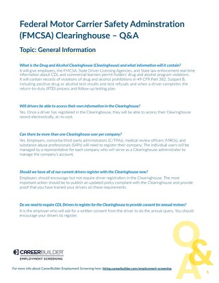 FMCSA Clearinghouse – FAQ