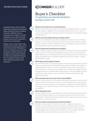 Talent Network: Buyer’s Checklist for Career Sites