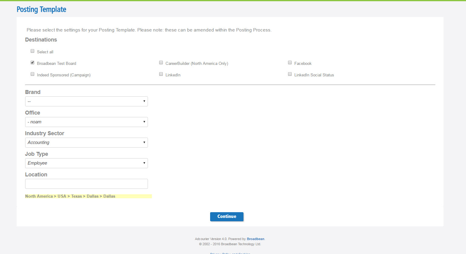 Broadbean Job Distribution templates