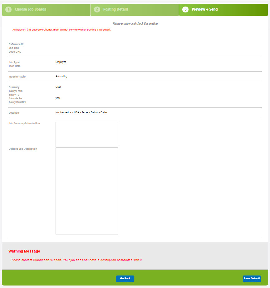 Broadbean Job Distribution Template Example